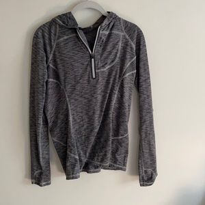 REI hooded quarter zip top